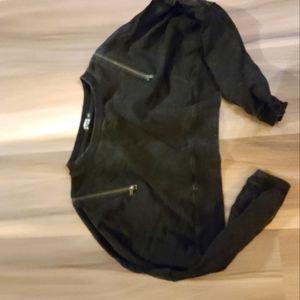 Faded black cropped sweater with zipper detail